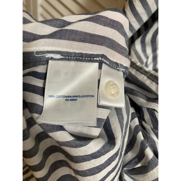 Nautical Land's End Oversize Beachside Striped Button Up Boxy Shirt Size L - Picture 6 of 6